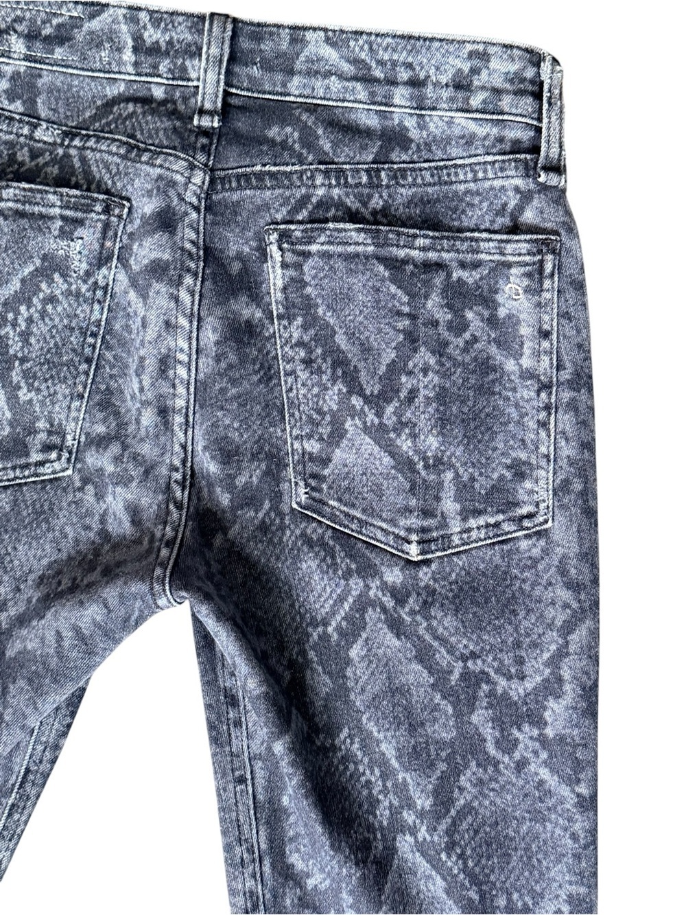 Rag & Bone Grey Snake Print Skinny Jeans Size 26 Made USA - Picture 5 of 12